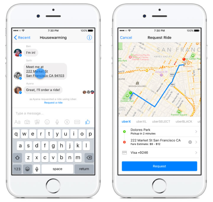 uber bot facebook messenger